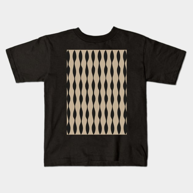 Abstract Monochromatic Pattern in Black and Ivory Brown Kids T-Shirt by tramasdesign